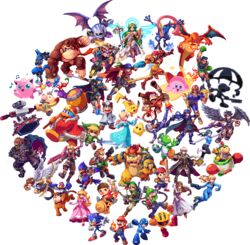  6+boys 6+girls abysswolf animal animal_crossing arm_cannon armor assault_visor baseball_bat bird black_hair blonde_hair blue_pikmin bodysuit bow_(weapon) bowser bowser_jr. bracer canine captain_falcon charizard colored_skin commentary_request crown dark_pit diddy_kong dog_(duck_hunt) donkey_kong donkey_kong_(series) donkey_kong_country dr._mario dr._mario_(game) dress duck duck_(duck_hunt) duck_hunt everyone f-zero falco_lombardi family_computer_robot fire fire_emblem fire_emblem:_mystery_of_the_emblem fire_emblem:_path_of_radiance fire_emblem:_radiant_dawn fire_emblem:_shadow_dragon_and_the_blade_of_light fire_emblem_awakening flame-tipped_tail fox_mccloud galaxia_(sword) game_&amp;_watch ganondorf green_hair green_skin green_visor greninja grey_skin gun hair_ornament handgun hat helmet holding holding_gun holding_shield holding_sword holding_weapon ike_(fire_emblem) jigglypuff junior_clown_car kid_icarus kid_icarus_uprising king_dedede kirby kirby_(series) left-handed link little_mac lucario lucina_(fire_emblem) luigi luma_(mario) mario mario_(series) marth_(fire_emblem) mega_man_(character) mega_man_(classic) mega_man_(series) meta_knight metroid mole mole_under_mouth monkey mother_(game) mother_2 motor_vehicle motorcycle mr._game_&amp;_watch multiple_boys multiple_girls musical_note ness_(mother_2) nintendo olimar pac-man pac-man_(game) palutena paralyzer pikachu pikmin_(creature) pikmin_(series) pill pit_(kid_icarus) pixel_art pokemon pokemon_(creature) pokemon_(game) ponytail princess_peach princess_zelda punch-out!! purple_pikmin red_hair red_pikmin robin_(fire_emblem) robin_(male)_(fire_emblem) rosalina samus_aran sheik shield shield_on_back shulk_(xenoblade) sonic_(series) sonic_the_hedgehog star_fox stethoscope super_mario_galaxy super_smash_bros. sword the_legend_of_zelda toon_link transparent_background varia_suit villager_(animal_crossing) wario warioware warp_star weapon white_pikmin wii_fit wii_fit_trainer wii_fit_trainer_(female) winged_pikmin wings xenoblade_chronicles_(series) xenoblade_chronicles_1 yellow_pikmin yoshi zero_suit 