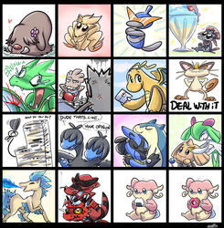  2_heads ambiguous_gender anthro artificial_intelligence audino bandai_namco black_body black_fur blade_arm blood blue_body blue_fire blue_fur blush bodily_fluids canid canine closed_eyes clothing colored_fire crocodilian crossover crying dessert digimon digimon_(species) digital_creature doughnut dragon dragonite duo english_text equid eyewear felid feral fire flaming_hair flaming_tail flower food fur generation_1_pokemon generation_2_pokemon generation_3_pokemon generation_4_pokemon generation_5_pokemon glasses glitch glitch_creature glitch_pokemon growlmon hat headgear headwear heart_symbol hi_res hitmonchan hitmontop hug humanoid ice_cream kirlia krookodile lucario machine mammal membrane_(anatomy) membranous_wings meowth missingno. multi_head multi_tail mythological_creature mythological_scalie mythology ninetales nintendo open_mouth pastry piloswine plant pokemon pokemon_(species) ponyta porygon-z primeape pseudo_hair reptile robot scalie scyther shiny_pokemon smoking solo tail tears teeth text typhlosion vaporotem weavile wings yellow_body yellow_eyes yellow_fur zweilous 