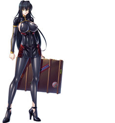  annerose_vajra black_hair breasts erect_nipples female full_body kagami_hirotaka katana koutetsu_no_majo_annerose koutetsu_no_majo_anneroze large_breasts legs lilith-soft long_hair looking_at_viewer sideboob smile solo standing sword weapon yellow_eyes 