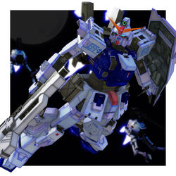  3d ball_(gundam) blue_destiny_03 g-db gun gundam gundam_side_story:_the_blue_destiny highres mecha shield space weapon 