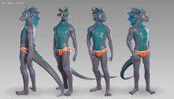  3d_(artwork) clothing digital_media_(artwork) dragon emerson_(edef) glistening horn male mythological_creature mythological_scalie mythology panties rotation scalie simple_background solo tail underwear yan_wiah 