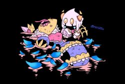  bug commentary_request crown crying death hand_grab horns kirby:_triple_deluxe kirby_(series) partially_submerged petals queen_sectonia rariatto_(ganguri) rayman_limbs taranza tears water white_hair 