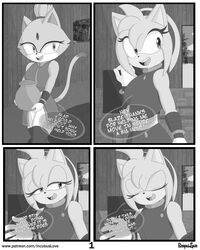  2019 4:5 absurd_res amy_rose anthro blaze_the_cat clothing digital_media_(artwork) duo eulipotyphlan eyelashes female fur gloves handwear hedgehog hi_res mammal monochrome sega senpailove smile sonic_the_hedgehog_(series) text url 