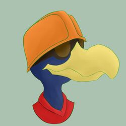  1:1 armor avian beak clothing engineer_(team_fortress_2) eyewear generation_2_pokemon goggles headgear helmet icon linker murkrow nintendo pokemon pokemon_(species) safety_helmet shirt simple_background solo team_fortress_2 topwear vagoncho valve 