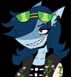  animated anthro blue_body breasts clothing female fish hi_res marine piercing red_eyes shark solo spoopy&#039;s_art_slave valerie_(capsaicinmellow) yapping 