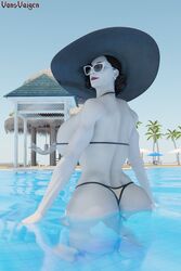  3d alcina_dimitrescu big_ass big_breasts bikini female g-string hat mature_female micro_bikini micro_panties micro_thong milf muscular_female pale-skinned_female pale_skin panties pool resident_evil resident_evil_8:_village solo sunglasses swimsuit thong thong_bikini thong_panties thong_underwear vonsvaigen 