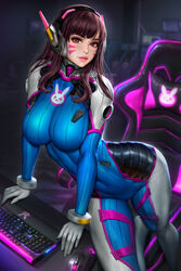  1girls 2:3_ratio alternate_version_available asian asian_female blizzard_entertainment bodysuit brown_eyes brown_eyes_female brown_hair_female d.va female female_only fully_clothed keyboard keyboard_(computer) korean mouse_(computer) neoartcore overwatch skin_tight solo tagme thunder_thighs tight_clothing 