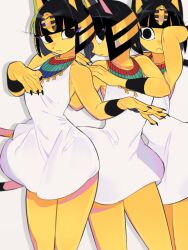  :&lt; animal_crossing ankha_(animal_crossing) anthro black_claws black_hair bob_cut bottomwear claws clothing domestic_cat dress drop_shadow egyptian egyptian_clothing felid feline felis female fur hair hi_res idkuroi mammal markings multiple_angles nintendo portrait short_hair simple_background skirt solo striped_markings striped_tail stripes tail tail_markings three-quarter_portrait uraeus usekh white_background wide_eyed yellow_body yellow_fur 