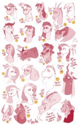  2019 absurd_res alicorn angry antlers applejack_(mlp) arthropod avian beard big_macintosh_(mlp) blood blush bodily_fluids bulk_biceps_(mlp) changeling chimera clothing crown derpy_hooves discord_(mlp) draconequus earth_pony ellipsis emoji emotion_chart equid equine facial_hair female fluttershy_(mlp) friendship_is_magic gilda_(mlp) grin gryphon hasbro hat headgear headwear heart_symbol hi_res horn horse king_sombra_(mlp) male mammal mane_six_(mlp) meme monochrome multiple_images my_little_pony mythological_avian mythological_creature mythological_equine mythology one_eye_closed open_mouth open_smile pegasus pinkie_pie_(mlp) pony princess_luna_(mlp) queen_chrysalis_(mlp) rainbow_dash_(mlp) rarity_(mlp) royvdhel scootaloo_(mlp) sharp_teeth shy sketch_page smile solo star teeth thanking thorax_(mlp) trait twilight_sparkle_(mlp) unicorn wings 