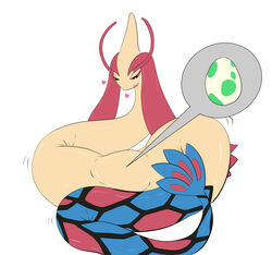  egg female feral generation_3_pokemon green_egg green_spots heart_symbol hi_res milotic multicolored_egg nintendo nude pokemon pokemon_(species) pon_(pixiv) pregnant pregnant_female red_sclera simple_background solo spots spotted_egg two_tone_egg white_background white_egg 