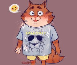  2022 anthro biped blush bottomwear clothing domestic_cat felid feline felis humanoid_hands illumination_entertainment jerry_(sing) mammal shirt shorts simple_background sing_(movie) solo tizyandraws topwear 