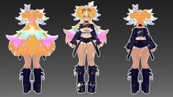  absurdres ahoge arielle_(vtuber) arielle_(vtuber)_(crashout) black_boots black_collar black_shirt black_shorts blonde_hair blue_eyes boots breasts canine chain_necklace chains collar crossed_bangs eyewear_on_head female fishnet_pantyhose fishnets from_behind full_body gannon_vt hair_between_eyes heart heart_ahoge highres indie_virtual_youtuber jewelry large_breasts liquid_hair long_hair long_sleeves multicolored_hair multiple_views necklace official_art pantyhose platform_boots rainbow_hair reference_sheet shirt shorts spikes strapless suspenders thighs torn_clothes torn_pantyhose torn_shirt triangular_eyewear tube_top two_side_up virtual_youtuber white_tube_top wide_hips 