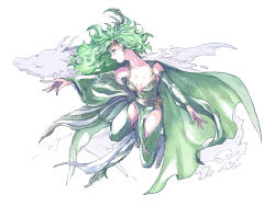  breasts breasts_apart cape commentary_request dress female final_fantasy final_fantasy_iv floating_hair full_body green_cape green_dress green_hair long_hair looking_ahead making-of_available medium_breasts michibata_65 mist_dragon outstretched_arms pelvic_curtain profile rydia_(adult)_(ff4) rydia_(ff4) simple_background white_background 