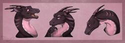  2018 dragon ghuran horn hydlunn mythological_creature mythological_scalie mythology open_mouth pink_eyes scalie simple_background solo teeth tongue 