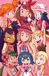  6+girls dawn_(pokemon) eureka_(pokemon) haruka_(pokemon) iris_(pokemon) kasumi_(pokemon) lillie_(pokemon) mao_(pokemon) misspiika multiple_girls pokemon pokemon_(anime) serena_(pokemon) suiren_(pokemon) tagme 