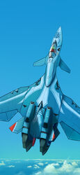  aircraft airplane canards canopy_(aircraft) cloud cobra_maneuver cockpit commentary_request day energy_cannon fighter_jet flying helmet inui_(jt1116) jet macross macross_the_ride military military_vehicle no_humans pilot pilot_suit science_fiction variable_fighter vehicle_focus vf-11 