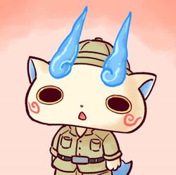  belt chestnut_mouth chill_ykon commentary_request helmet jacket komasan komasan_tankentai lowres no_humans open_mouth pith_helmet safari_jacket solo tail youkai_(youkai_watch) youkai_watch 