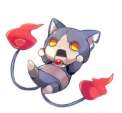  commentary_request feline makoto_(konbumi) multiple_tails no_humans non-humanoid_robot notched_ear open_mouth rivets robonyan robot robot_animal robot_cat simple_background solo tail two_tails white_background yellow_eyes youkai_(youkai_watch) youkai_watch 