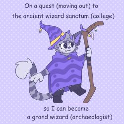  1:1 2024 2_horns 4_fingers anthro artist_name black_boots black_clothing black_eyes black_footwear boots cheek_tuft claws cloak closed_smile clothed clothed_female clothing dagger digital_drawing_(artwork) digital_media_(artwork) domestic_cat english_description english_text eyebrows eyelashes facial_tuft fangs felid feline felis female female_anthro finger_claws fingers flat_colors fluffy fluffy_tail footwear full-length_portrait fur fur_trim_(clothing) fur_trim_boots gaypastabake grey_body grey_eyebrows grey_fur grey_stripes grey_tail hat headgear headwear hi_res holding_object holding_staff horn long_tail mammal markings melee_weapon mouth_closed multicolored_body multicolored_fur multicolored_hat multicolored_tail pasta_(gaypastabake) portrait purple_claws purple_cloak purple_clothing purple_hat purple_headwear purple_horn purple_inner_ear purple_nose shoes short_horn small_horn smile solo sparkles sparkling_eyes staff striped_markings striped_tail stripes tail tail_markings teeth text tuft walking weapon wizard_hat 