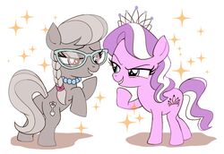  blue_eyes braided_hair crown cutie_mark diamond_tiara_(mlp) duo earth_pony equid equine eyelashes eyewear female feral friendship_is_magic glasses grey_body grey_hair grey_tail grin hair half-closed_eyes hasbro headgear horse mammal my_little_pony narrowed_eyes pink_body pony purple_eyes purple_hair purple_tail rebe921 silver_spoon_(mlp) smile star tail tiara white_hair white_tail young 