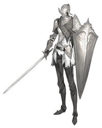  1other ambiguous_gender armor armored_boots belt boots breastplate full_armor full_body greaves helmet highres holding holding_shield holding_sword holding_weapon km_yama knight original pauldrons shield shoulder_armor simple_background solo standing sword weapon white_background 