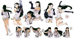  ! black_hair breasts china_dress chinese_clothes closed_mouth commentary_request dress elbow_gloves expressions female giant_robo ginrei_(giant_robo) gloves gun hamu_fukurou handgun heart holding holding_gun holding_weapon jewelry long_hair looking_at_viewer mackintosh_rose medium_breasts multiple_views necklace open_mouth simple_background smile weapon white_background 