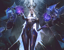  black_blindfold blindfold breasts broken_mirror chromatic_aberration cowboy_shot english_commentary female highres large_breasts league_of_legends long_hair looking_ahead looking_at_viewer magic mirror multiple_views official_alternate_costume official_alternate_hairstyle parted_lips purple_eyes reflection standing syndra thighs white_hair withered_rose_syndra zoe_(crownsforkings) 