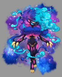  2023 absurd_res ambiguous_gender anthro biped black_body claws cosmic_background cosmic_hair cosmog ethereal_hair generation_5_pokemon generation_7_pokemon generation_8_pokemon haychel hi_res hisuian_form hisuian_zoroark hybrid legendary_pokemon nebula nintendo pokemon pokemon_(species) regional_form_(pokemon) solo zoroark 