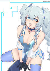  argyle_cutout artist_name bare_shoulders between_legs blue_choker blue_dress blue_hair blue_thighhighs braid breasts china_dress chinese_clothes choker cleavage clothing_cutout dress female girls&#039;_frontline gloves half_gloves hand_between_legs heart heart-shaped_pupils highleg highleg_dress highres light_blue_hair long_hair nightgown official_alternate_costume open_mouth pa-15_(alluring_larkspur)_(girls&#039;_frontline) pa-15_(girls&#039;_frontline) pelvic_curtain symbol-shaped_pupils thighhighs tongue tongue_out twin_braids white_nightgown wuwuwu_(kriswu555) 