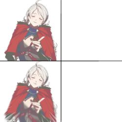  ahoge blood braid breasts capelet cleavage commentary_request drakeposting_(meme) female fire_emblem fire_emblem_fates fujoshi hairband harness highres hood hooded_capelet long_hair low_twin_braids low_twintails medium_breasts meme motion_blur nina_(fire_emblem) nosebleed o-ring o-ring_harness parted_bangs saki_ttx template twin_braids twintails white_hair 