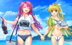  air beach bikini blonde_hair blue_eyes kamio_haruko kamio_misuzu moonknives oerba_yun_fang pink_hair swimsuit 