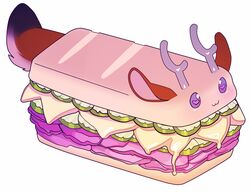  2018 :3 ambiguous_gender antlers arh brown_body brown_fur cheese cuban_sandwich dairy_products deer digital_media_(artwork) fluffy fluffy_tail food food_creature fur ham horn mammal meat pickle_(food) pork princess_willy sandwich_(food) simple_background solo submarine_sandwich tail white_background 