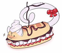  2017 :3 ambiguous_gender arh candy chocolate dairy_products dessert digital_media_(artwork) domestic_cat felid feline felis food food_creature fruit mammal marshmallow plant question_mark ribbons sandwich_(food) simple_background solo strawberry submarine_sandwich viken_welopl whipped_cream white_background 