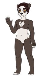  2017 abject anthro bear featureless_crotch giant_panda male mammal navel simple_background solo white_background yellow_eyes 