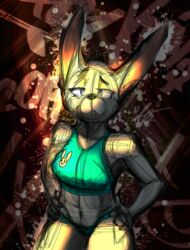  2019 ada_(liebro) anthro assertive big_ears breasts clothing digital_media_(artwork) female fur hare lagomorph leporid mammal pose solo stories_of_the_few white_body white_fur yourfavoritelemonade 