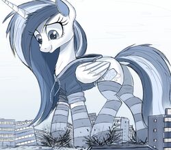  2016 alicorn city clothed clothed_feral clothing cutie_mark destruction equid equine female feral footwear friendship_is_magic hasbro hi_res hoodie horn legwear macro mammal my_little_pony mythological_creature mythological_equine mythology ncmares pattern_clothing pattern_footwear pattern_legwear pattern_socks princess_cadance_(mlp) socks solo striped_clothing striped_footwear striped_legwear striped_socks stripes topwear wings 