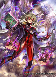  armor aura bodysuit bone book breasts cape commentary_request company_connection copyright_name dark_aura evil_smile female fire_emblem fire_emblem_cipher fire_emblem_heroes glowing glowing_eyes grey_hair holding holding_book horned_mask horns long_hair mask medium_breasts official_art open_book parted_lips purple_eyes see-through see-through_body shoulder_armor skeleton skin_tight smile solo taneda_kazuhiro thrasir_(fire_emblem) torn_cape torn_clothes 