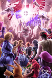  2:3 angel animal_humanoid black_body black_skin blue_hair brown_body brown_fur brown_hair capcom cephalopod cephalopod_humanoid clothing cloud cloud_strife diddy_kong donkey_kong_(series) electricity female final_fantasy final_fantasy_vii fire_emblem fur galeem game_and_watch generation_1_pokemon group hair haplorhine hat headgear headwear hi_res human humanoid inkling kid_icarus kirby kirby_(series) large_group legendary_pokemon link lucina male mammal marine marine_humanoid mario mario_bros master_hand metroid mewtwo mollusk mollusk_humanoid monkey mr._game_and_watch nintendo pikachu pit_(kid_icarus) pokemon pokemon_(species) ponytail primate princess_zelda ryu_(street_fighter) samus_aran splatoon square_enix stanglass street_fighter super_smash_bros. super_smash_bros._ultimate the_legend_of_zelda yellow_body yellow_fur zero_suit 