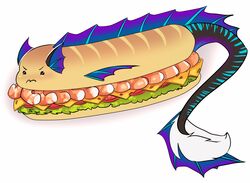  2017 ambiguous_gender arh arthropod cheese crustacean dairy_products digital_media_(artwork) fin fish fluffy fluffy_tail food food_creature fruit grumpy lettuce marine plant sandwich_(food) shrimp simple_background solo submarine_sandwich tail tomato vegetable 