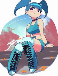  1girls aetherion_art bike_shorts booty_shorts cute female female_only humanized jenny_wakeman my_life_as_a_teenage_robot nickelodeon robot robot_girl robot_humanoid short_shorts shorts sitting solo solo_female xj-9 