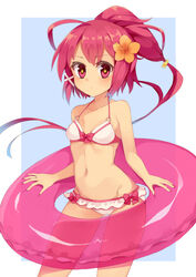  alternate_costume bad_id bad_pixiv_id bikini female hukasikasi i-168_(kancolle) innertube kantai_collection long_hair ponytail red_eyes red_hair solo swim_ring swimsuit 