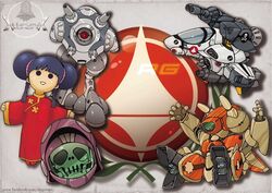  armor chibi china_dress chinese_clothes choujikuu_yousai_macross commentary dagova_(artist) doll dress energy_cannon head helmet hybrid jolly_roger logo lynn_minmay maclone macross macross_2 mardook mecha n.u.n.s. regult roundel science_fiction skull space_craft space_station spacesuit toy u.n._spacy v variable_fighter vf-1 vf-1_strike vf-1d vf-1j vf-1s walker zentradi 