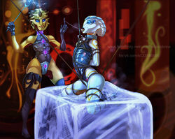  alien alien_humanoid bioware bondage drell duo electricity electronic_arts female helaviskrew hi_res humanoid ice mass_effect prothean smaller_version_at_source 