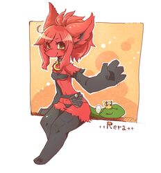  anthro dragon female fur hair kemono long_hair mythological_creature mythological_scalie mythology pipisan red_body red_fur red_hair scalie smile solo 