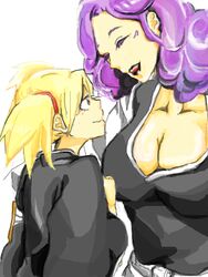  2girls artist_request bleach blonde_hair breasts character_request cleavage female hikifune_kirio long_hair multiple_girls purple_hair sarugaki_hiyori short_twintails twintails 