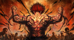  baki_the_grappler before_death clothed clothing demon fist hair hi_res human male mammal muscular muscular_male not_furry red_hair the_king yujiro_hanma 