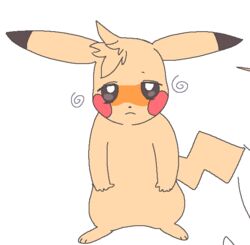  ambiguous_gender black_eyes bleak_ambiance eye_bags feral fur generation_1_pokemon head_tuft nintendo noruru3737 pikachu pokemon pokemon_(species) red_cheeks sad simple_background solo tired tired_eyes tuft yellow_body yellow_fur 