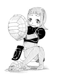  2015 3:4 4_toes akami_(kemono_friends) ambiguous_gender animal_humanoid armor armwear belt biped black_and_white bodily_fluids breastplate claws clothing crouching digital_drawing_(artwork) digital_media_(artwork) duo elbow_gloves eyelashes feet female feral footwear front_view frown full-length_portrait gloves hair handwear hatching_(art) hiding holding_object humanoid japanese kemono_friends knock-kneed kurageto larger_female legwear leotard monochrome plantigrade portrait raised_arm reptile reptile_humanoid scalie scalie_humanoid scared shaded shadow shell shell-less shield short_hair simple_background size_difference smaller_ambiguous socks stockings tears thigh_highs toes turtle turtle_humanoid turtle_shell utility_belt white_background 