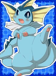  2015 ambiguous_gender blush eeveelution embarrassed feral generation_1_pokemon hi_res hm3526 nintendo pokemon pokemon_(species) solo unavailable_at_source vaporeon 