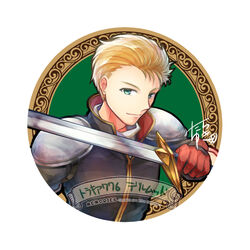  1boy blonde_hair commentary_request copyright_name diarmuid_(fire_emblem) fire_emblem fire_emblem:_genealogy_of_the_holy_war fire_emblem:_thracia_776 gloves green_eyes male_focus simple_background solo sword tarayuki upper_body weapon white_background 